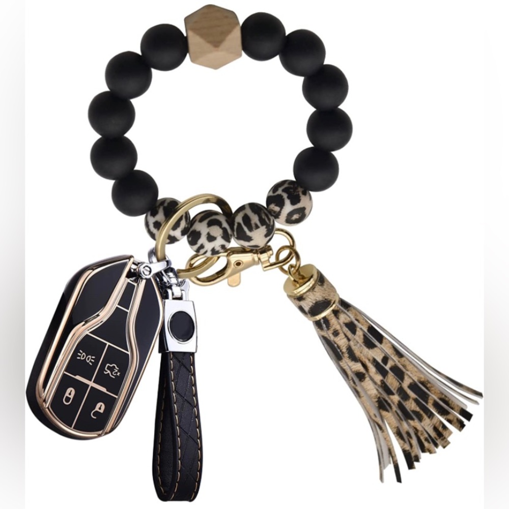 Key Chains Women for Car Key Ring Bracelet,Keychain Wristlet,Silicone Beaded